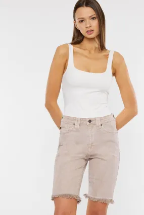 Taupe High Rise Bermuda Shorts