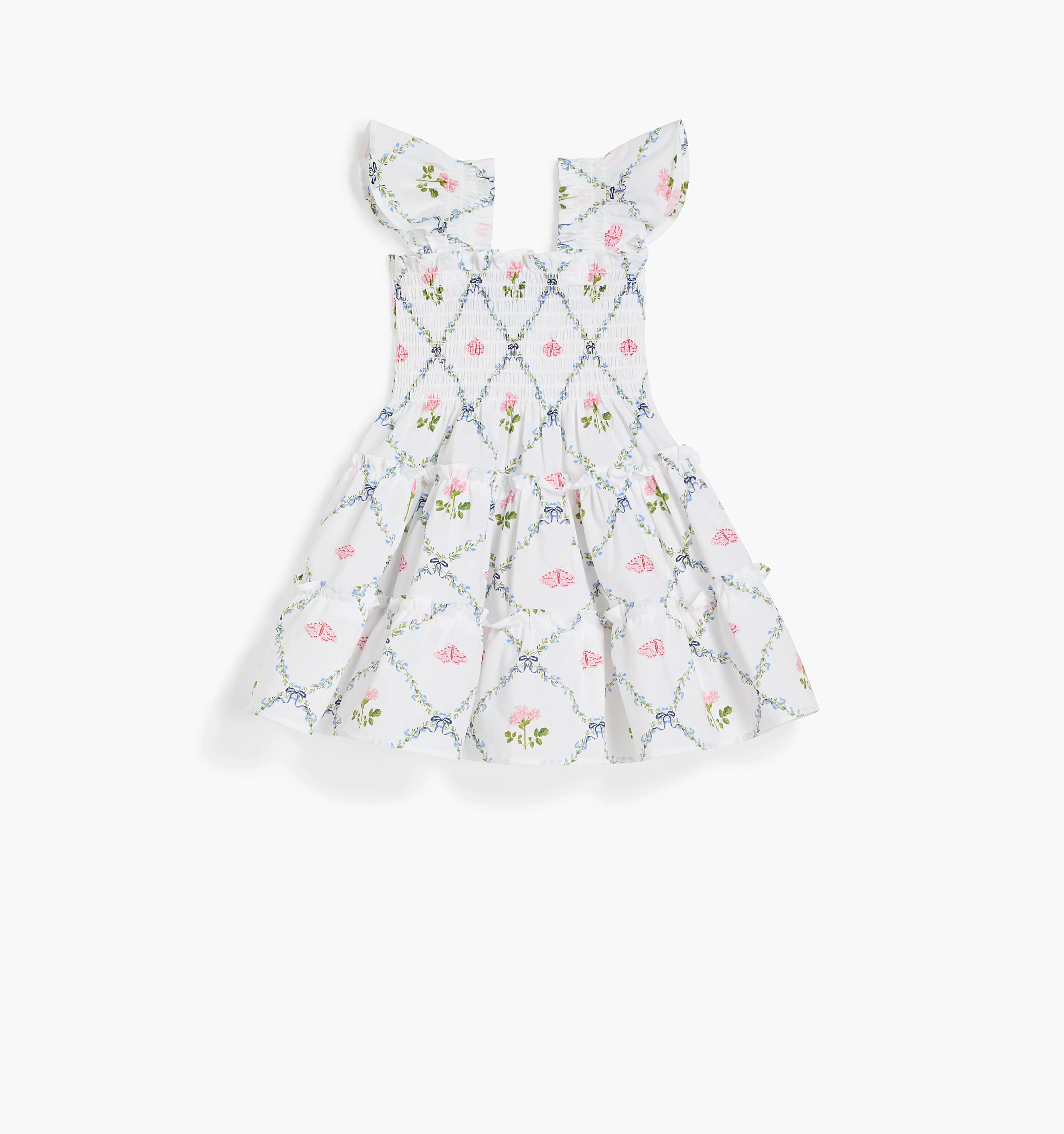 The Baby Ellie Nap Dress - Butterfly Trellis Cotton Poplin