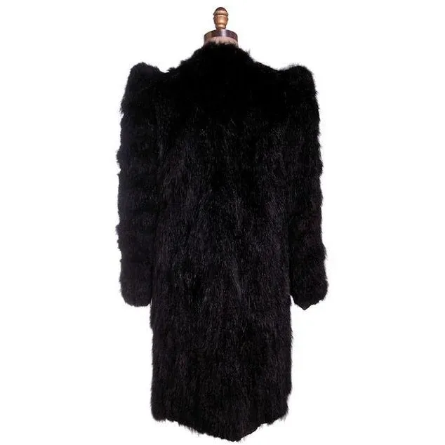 Vintage Ladies Coat Black Skunk  Fur  1930s Big Shoulders Small