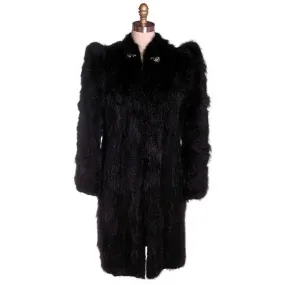 Vintage Ladies Coat Black Skunk  Fur  1930s Big Shoulders Small