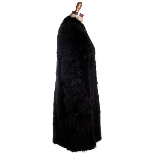 Vintage Ladies Coat Black Skunk  Fur  1930s Big Shoulders Small