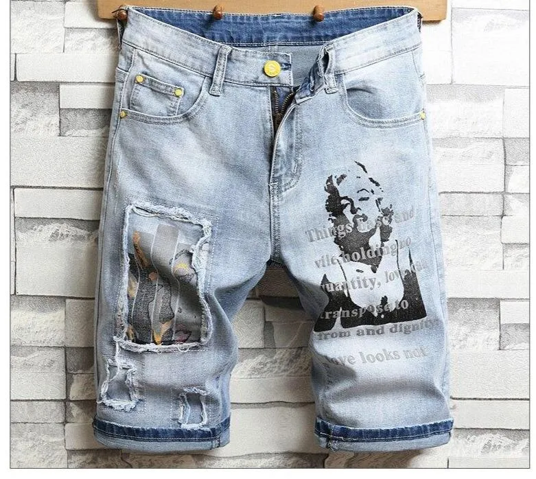 West Louis™ Marilyn Monroe Print Youth Denim Shorts