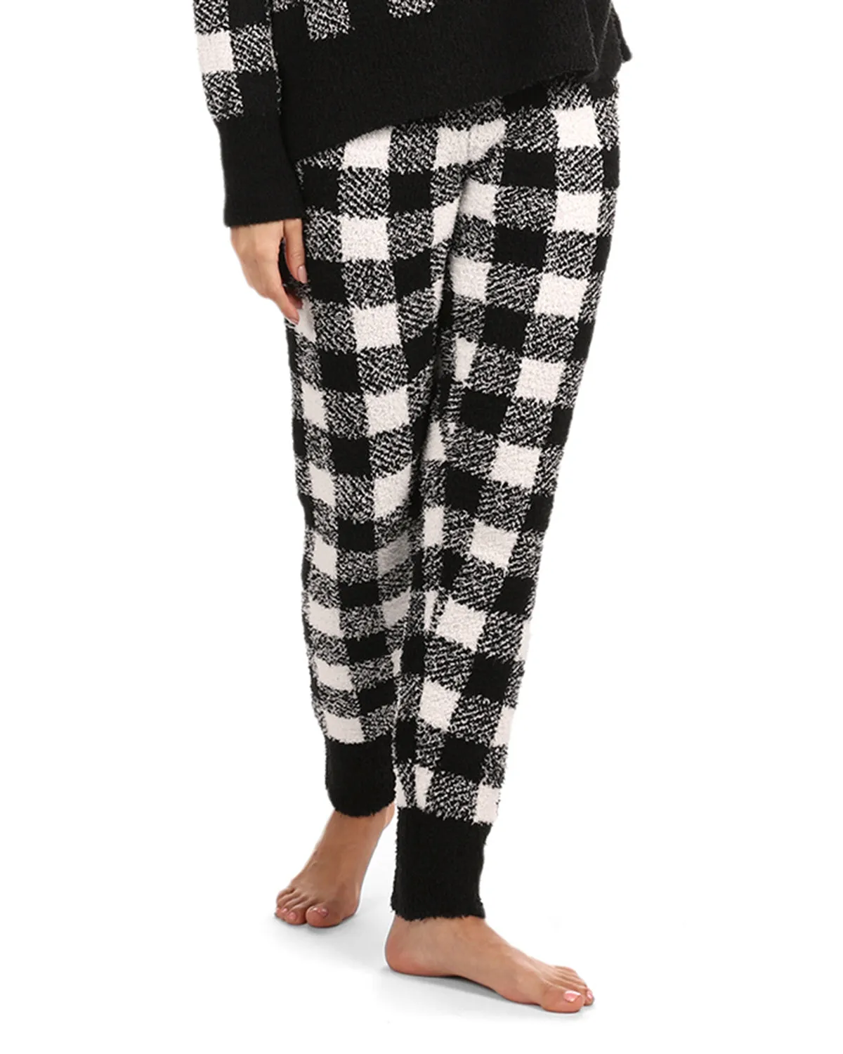 Women's Buffalo Check Soft and Cozy Knit Jogger Pants