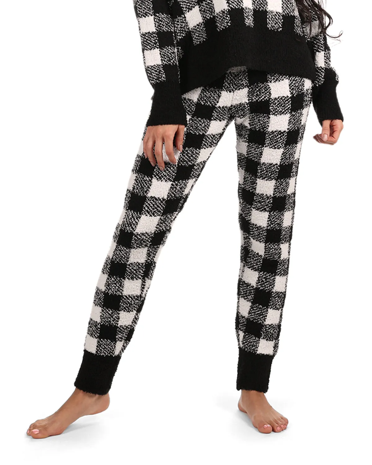 Women's Buffalo Check Soft and Cozy Knit Jogger Pants