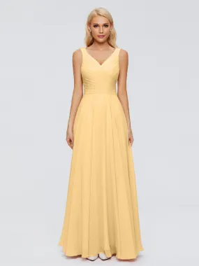 Yellow Gold Bridesmaid Dresses Ryleigh Flowy Chiffon Bridesmaid Dresses With Bow