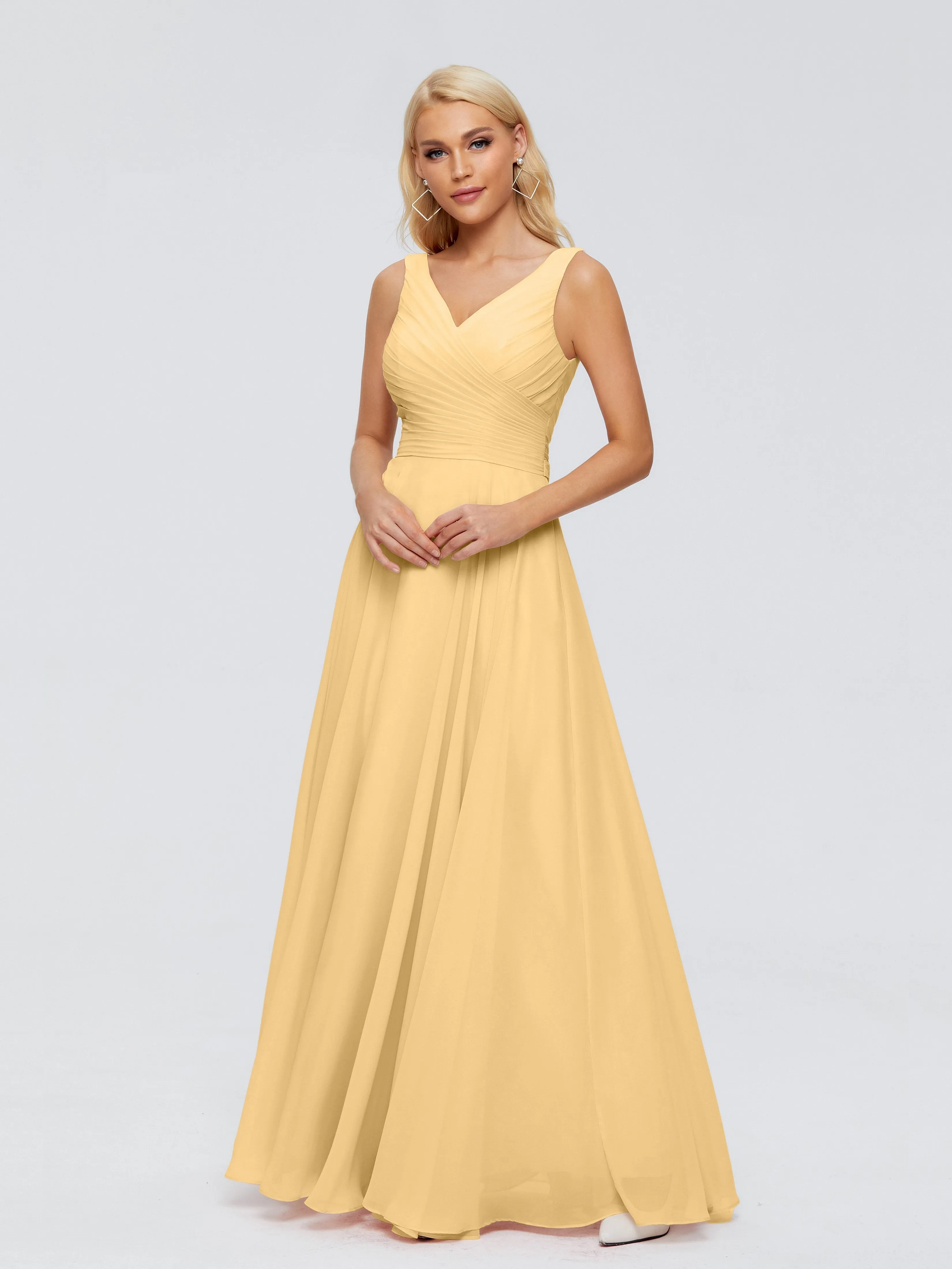 Yellow Gold Bridesmaid Dresses Ryleigh Flowy Chiffon Bridesmaid Dresses With Bow